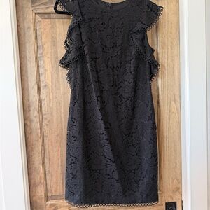 Vince Camuto Black Lace Ruffle Sleeve Sheath Dress
